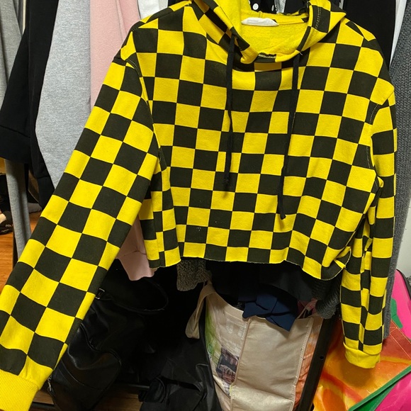 Crop checkered Hoodie - Picture 2 of 7